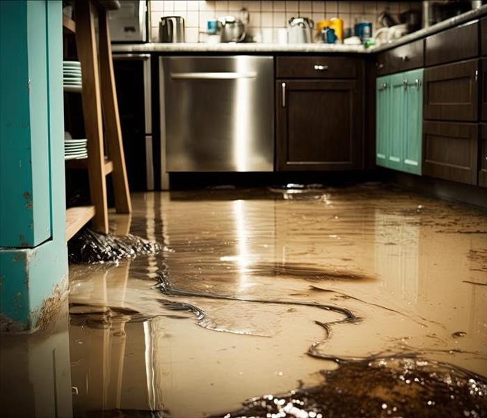 Water damage due a broken pipe or toilet.